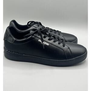 Coach Classic Signature Logo Low-Top CC724 Sneaker Black Leather Mens 12 D NEW
